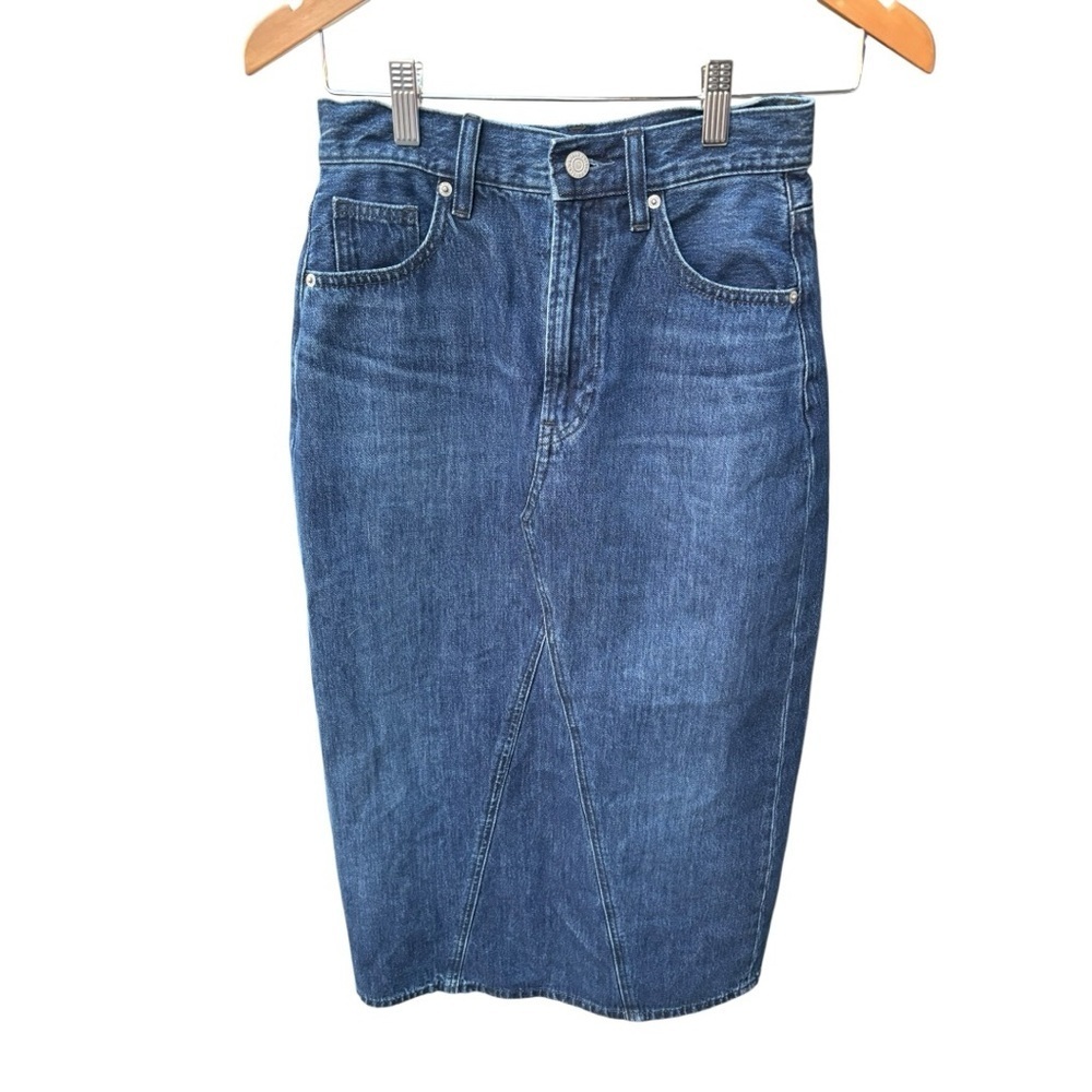 Uniqlo Dark Blue Denim Fabric Skirt I Size: 0